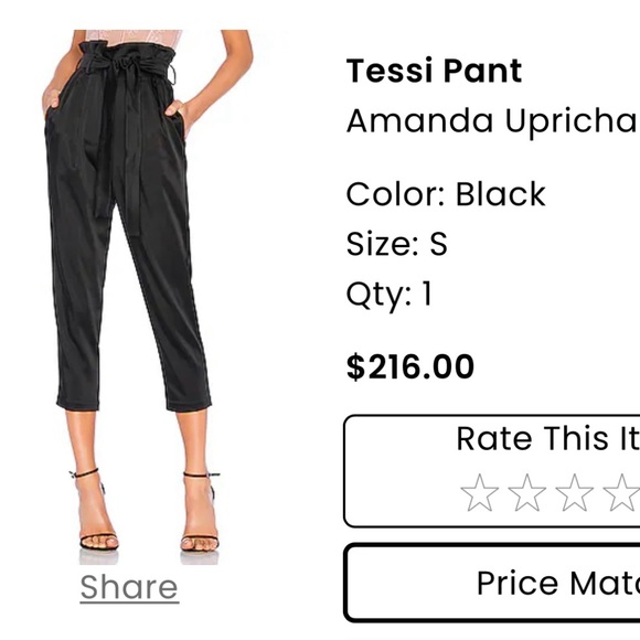 Amanda Uprichard satin black Tessi pants